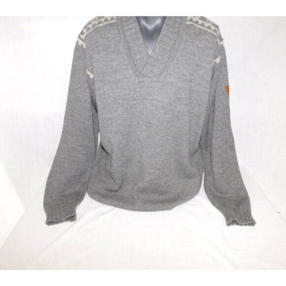 Dale of Norway XXL Gray Wool Fair Isle V neck Ski Sweater 2015 Norwegian Team - Picture 9 of 16